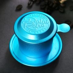 Phin cà phê, màu retro blue, bộ, mẫu nhôm anode bắn cát, Dalat Retro